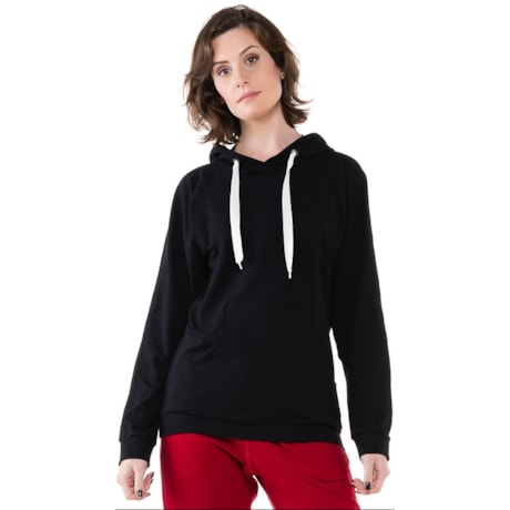 BLUSA MOLETOM WALK TREND COM CAPUZ - PRETO
