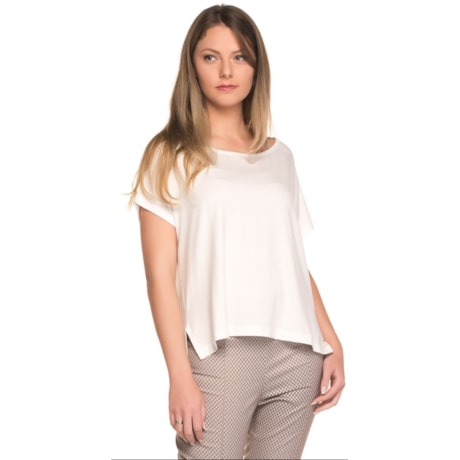 BLUSA NICE CLUB BÁSICA QUADRADA COM ABERTURA LATERAL - OFF WHITE