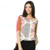 BLUSA NICE CLUB CETIM COM MALHA ESTAMPADA - LARANJA