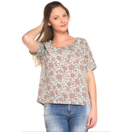 BLUSA NICE CLUB CREPE FLORAL - VERDE ÁGUA