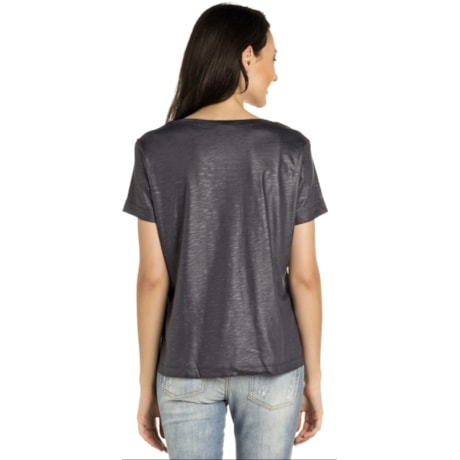 BLUSA NICE CLUB DECOTE V  FLAME GRAFITE - GRAFITE