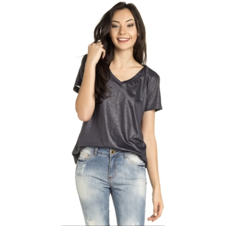 BLUSA NICE CLUB DECOTE V  FLAME GRAFITE - GRAFITE BLUSA NICE CLUB DECOTE V  FLAME GRAFITE - GRAFITE