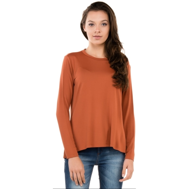 BLUSA NICE CLUB MALHA SUPREME GOLA CARECA MANGA LONGA - TELHA