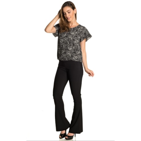 BLUSA NICE CLUB  MANGA BABADO - PRETO BLUSA NICE CLUB  MANGA BABADO - PRETO