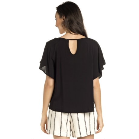 BLUSA NICE CLUB MANGA RAGLAN GOTA NAS COSTAS - PRETO