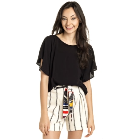 BLUSA NICE CLUB MANGA RAGLAN GOTA NAS COSTAS - PRETO BLUSA NICE CLUB MANGA RAGLAN GOTA NAS COSTAS - PRETO