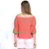 BLUSA NICE CLUB OMBRO A OMBRO MINI FOLHAS - CORAL