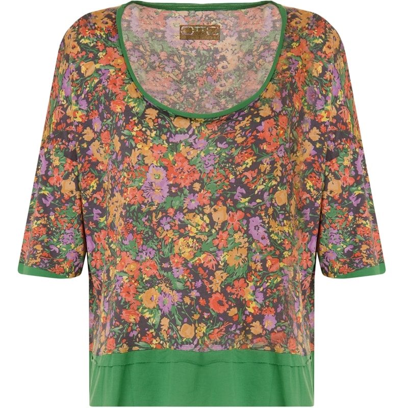 BLUSA PELE DE OVO AMPLA MANGA 3/4 VARIAS ESTAMPAS CAROLINA - VERDE