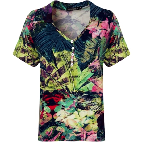 BLUSA POLO BOTÕES QUADRADA VISCOSE REATIVA M/C - AZUL BLUSA POLO BOTÕES QUADRADA VISCOSE REATIVA M/C - AZUL