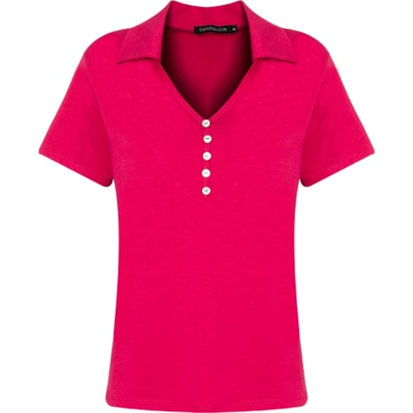 BLUSA POLO QUADRADA C/ BOTÕES - PINK