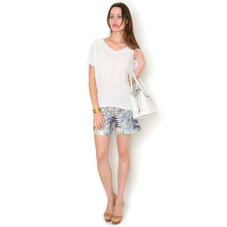 BLUSA SHIFFON C/ FRANJAS - OFF WHITE BLUSA SHIFFON C/ FRANJAS - OFF WHITE
