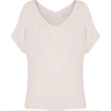 BLUSA SHIFFON C/ FRANJAS - OFF WHITE BLUSA SHIFFON C/ FRANJAS - OFF WHITE