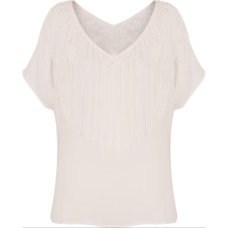 BLUSA SHIFFON C/ FRANJAS - OFF WHITE