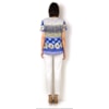 BLUSA SILK TOUCH MARGARIDAS DECOTE VAZADO CONCEIÇÃO - AZUL