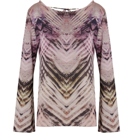 BLUSA TOQUE DE SEDA ESTAMPA ABSTRATA GWEN - ROSA