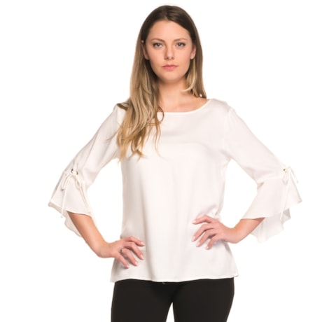 BLUSA TRIBECA DECOTE REDONDO MANGA SINO - OFF WHITE