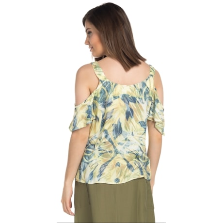 BLUSA TRIBECA ESTAMPADA ALÇA COM ARGOLAS - VERDE