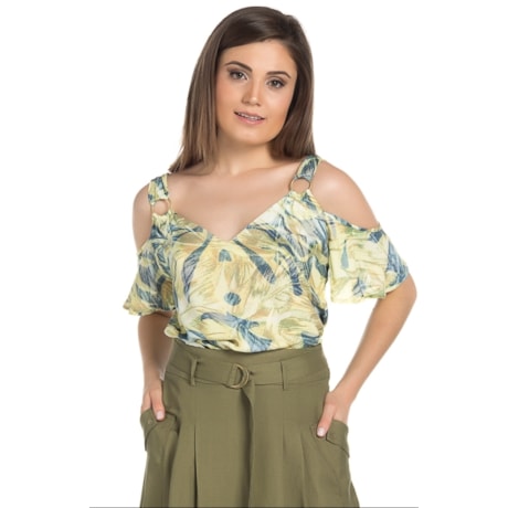BLUSA TRIBECA ESTAMPADA ALÇA COM ARGOLAS - VERDE BLUSA TRIBECA ESTAMPADA ALÇA COM ARGOLAS - VERDE