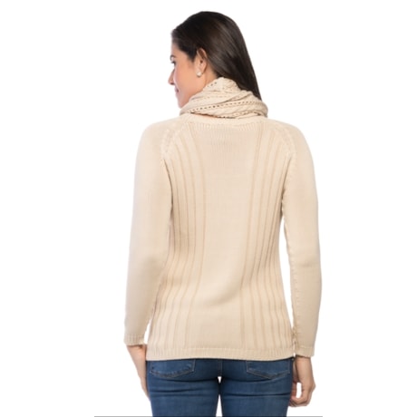 BLUSA TRICÔ AMBICIONE TRANÇAS GOLA AVULSA - BEGE
