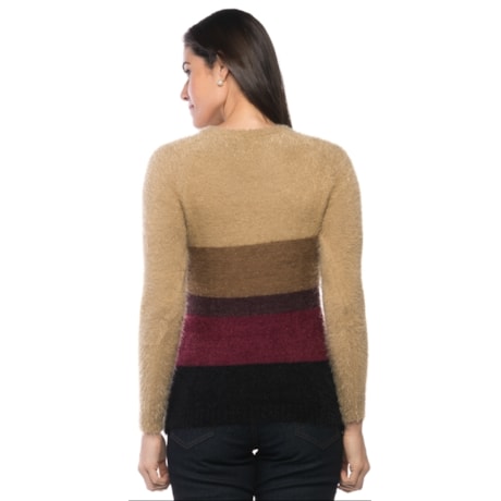 BLUSA TRICÔ BANANA CAFÉ SOFT TRICOLOR - CARAMELO