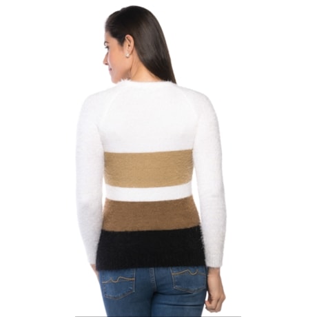 BLUSA TRICÔ BANANA CAFÉ SOFT TRICOLOR - OFF WHITE