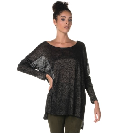 BLUSA TRICO CAPITOLLIUM EXCLUSIVE  MESCLADA DECOTE CANOA - PRETO BLUSA TRICO CAPITOLLIUM EXCLUSIVE  MESCLADA DECOTE CANOA - PRETO