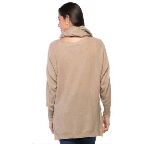 BLUSA TRICÔ DE LÃ AMBICIONE AMPLA GOLA AVULSA - BEGE