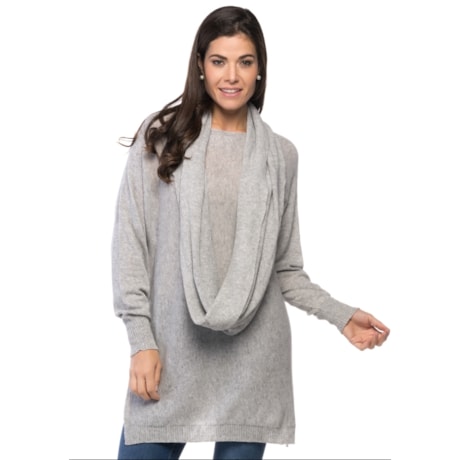 BLUSA TRICÔ DE LÃ AMBICIONE AMPLA GOLA AVULSA - CINZA