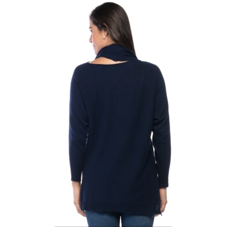 BLUSA TRICÔ DE LÃ AMBICIONE AMPLA GOLA AVULSA - MARINHO