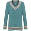BLUSA TRICÔ GOLA V A BENÇÃO BICOLOR - MENTA
