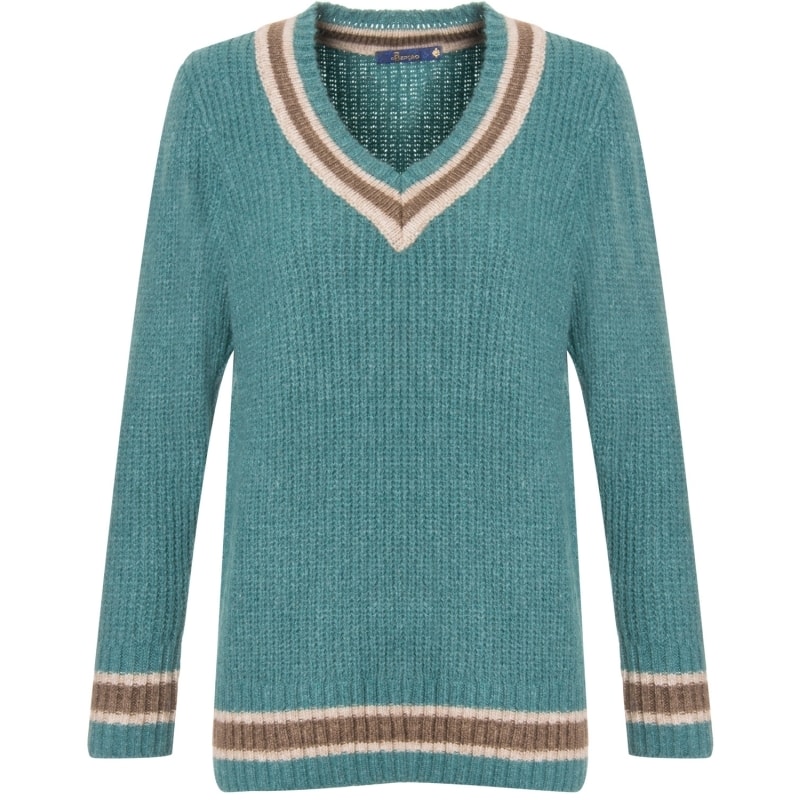 BLUSA TRICÔ GOLA V A BENÇÃO BICOLOR - MENTA
