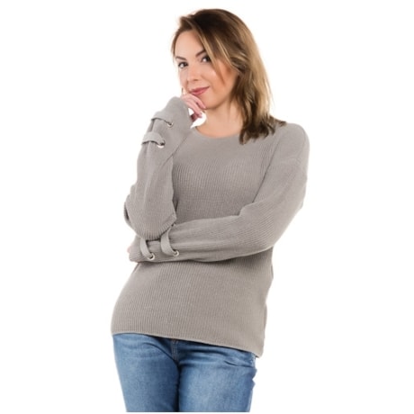 BLUSA TRICO JOY FULL PONTO INGLES ZÍPER E ILHÓS - CINZA BLUSA TRICO JOY FULL PONTO INGLES ZÍPER E ILHÓS - CINZA