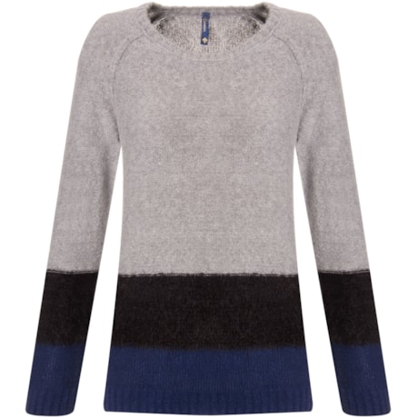 BLUSA TRICÔ MULTICOLOR A BENÇÃO - CINZA