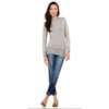 BLUSA TRICÔ TRIBECA CANELADA GOLA ALTA - CINZA
