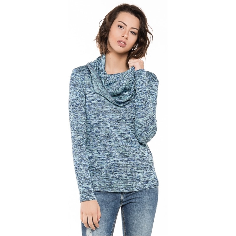 BLUSA TRICOT CAPITOLLIUM MAXIGOLA MANGA LONGA - AZUL