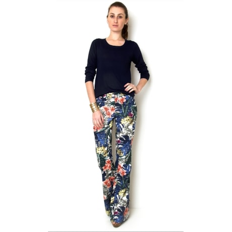 BLUSA TRICOT COSTAS EM RENDA - MARINHO