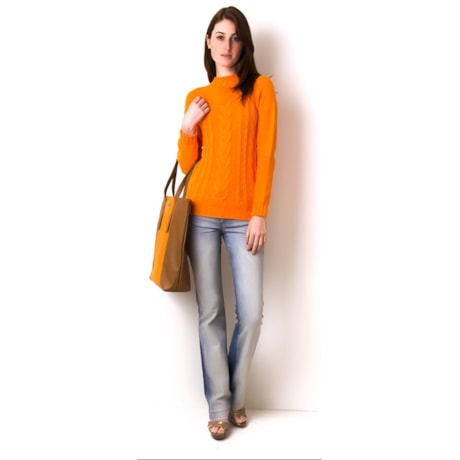 BLUSA TRICOT GOLA FECHADA - LARANJA