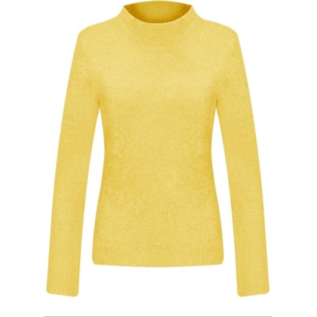 BLUSA TRICOT PLUMA GOLA CHAMINÉ - - AMARELO BLUSA TRICOT PLUMA GOLA CHAMINÉ - - AMARELO