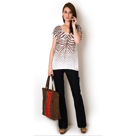 BLUSA TRICOT SILK ZEBRA - MARROM BLUSA TRICOT SILK ZEBRA - MARROM
