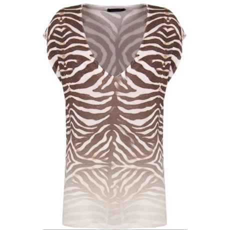 BLUSA TRICOT SILK ZEBRA - MARROM BLUSA TRICOT SILK ZEBRA - MARROM