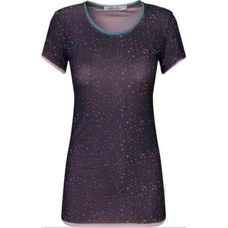 BLUSA TULE ESTAMPADO DUPLA M/C ABSTRATO ROSE M - AZUL BLUSA TULE ESTAMPADO DUPLA M/C ABSTRATO ROSE M - AZUL
