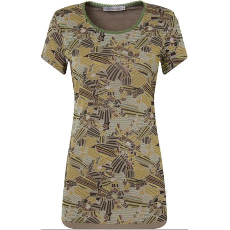 BLUSA TULE ESTAMPADO DUPLA M/C ABSTRATO ROSE M - MILITAR