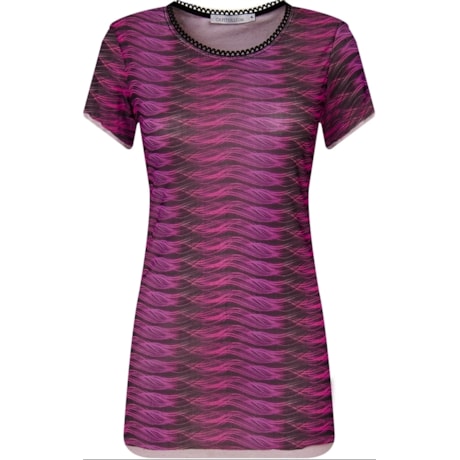 BLUSA TULE ESTAMPADO DUPLA M/C ABSTRATO ROSE M - PINK BLUSA TULE ESTAMPADO DUPLA M/C ABSTRATO ROSE M - PINK