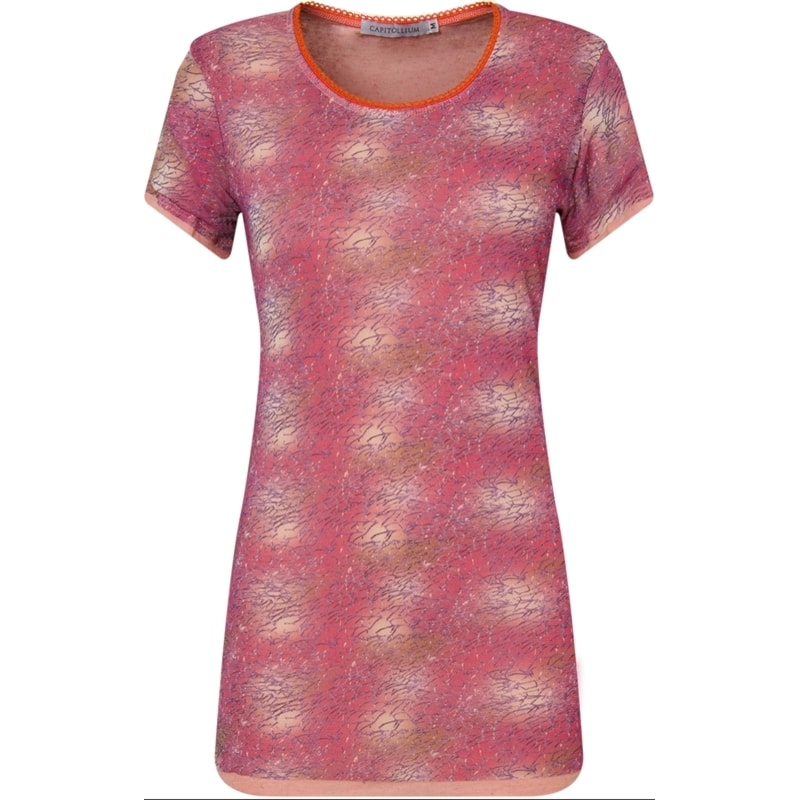 BLUSA TULE ESTAMPADO DUPLA M/C ABSTRATO ROSE M - ROSÊ