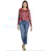 BLUSA VELUDO CANTÃO SILK AZULEJARIA - VERMELHO