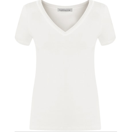 BLUSA VISCO DECOTE V GOLA COLOCADA - BRANCO