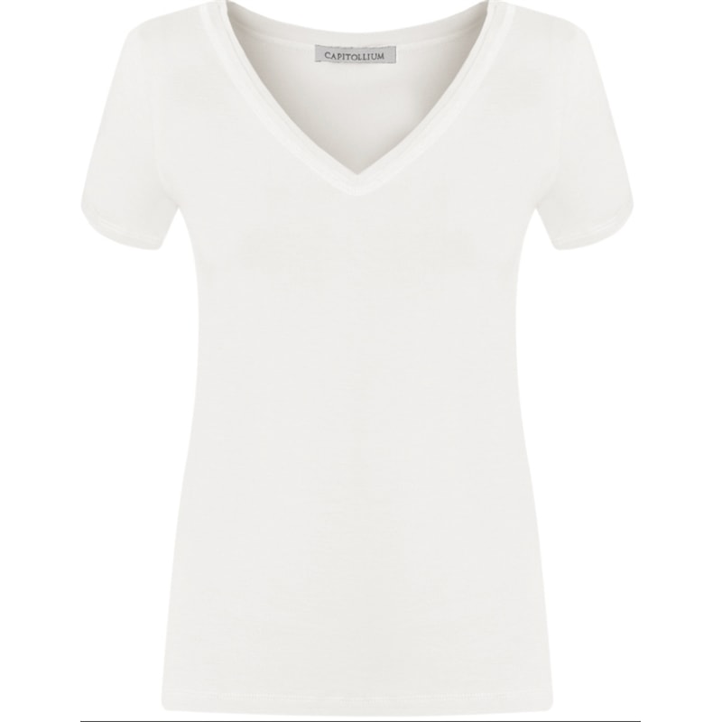 BLUSA VISCO DECOTE V GOLA COLOCADA - BRANCO