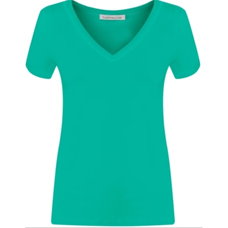BLUSA VISCO DECOTE V GOLA COLOCADA - VERDE