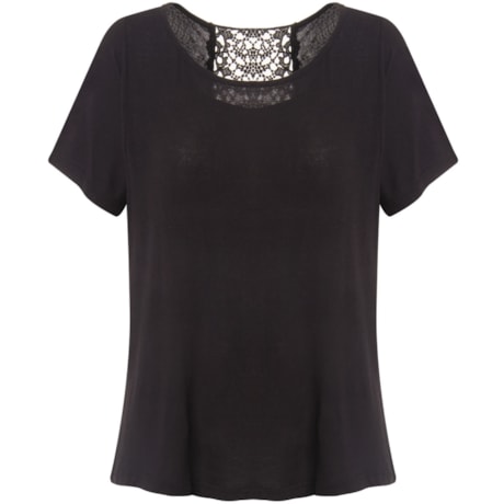 BLUSA VISCO-LINHO CAPITOLLIUM GUIPURE COSTAS - PRETO