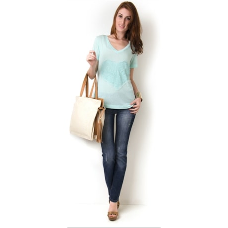 BLUSA VISCOLINHO CORAÇÃO EM RENDA - VERDE ÁGUA BLUSA VISCOLINHO CORAÇÃO EM RENDA - VERDE ÁGUA